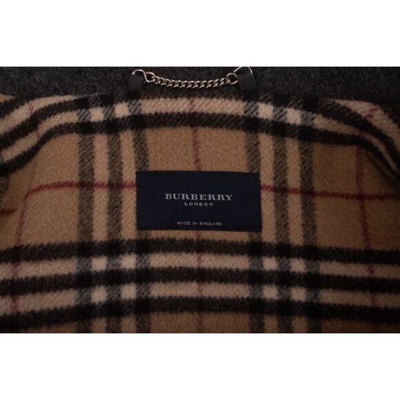 Burberry London Mens Wool Duffle Toggle Coat IT 52 US 42 Gray Nova Check Plaid - Picture 6 of 10
